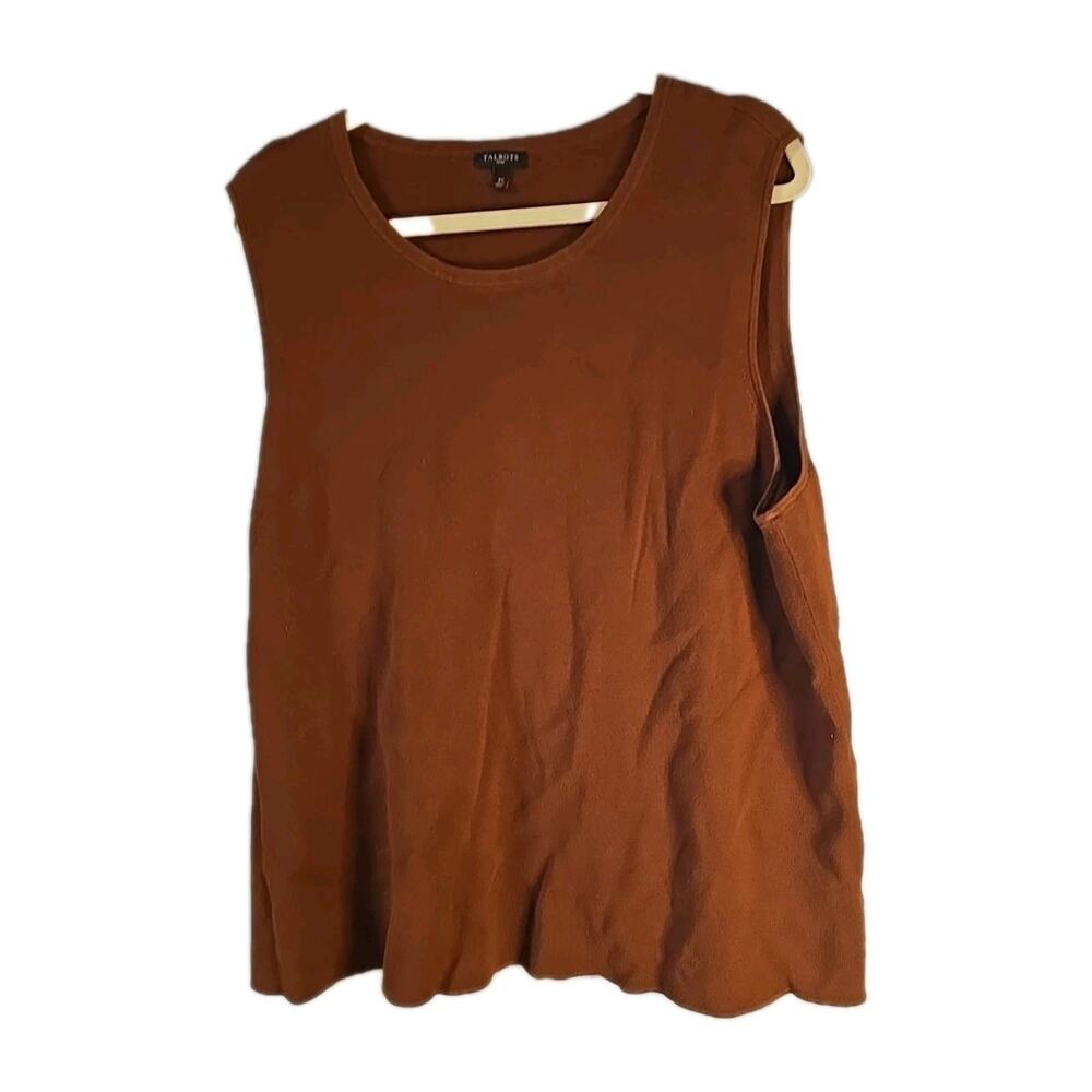 Talbots Brown Crew Neck Knit Sleeveless‎ Casual Tank Top Womans Plus Size 3X
